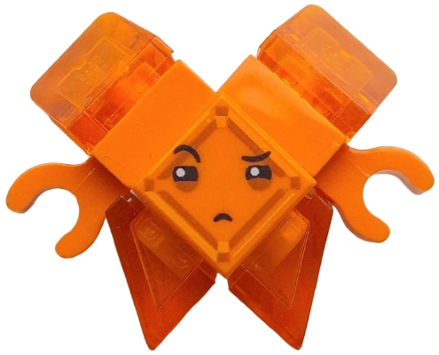 This LEGO minifigure is called, Kryptomite, Orange, Small Crystals (Slopes), Hands . It's minifig ID is shg032.