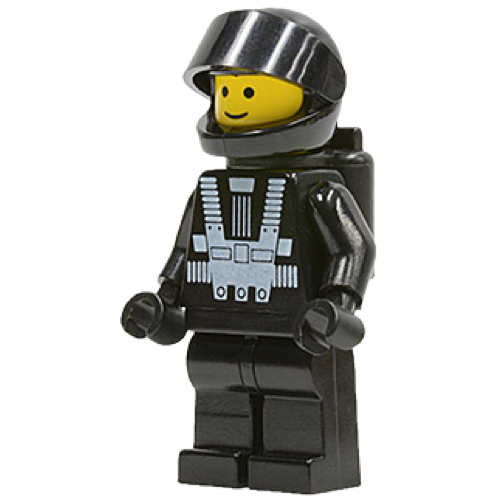 This LEGO minifigure is called, Blacktron 1 . It's minifig ID is sp001.