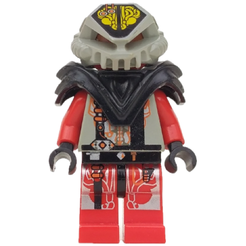 This LEGO minifigure is called, UFO Zotaxian Alien, Red Pilot with Armor and Printed Helmet (Chamon) . It's minifig ID is sp046.