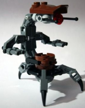 This LEGO minifigure is called, Droideka (Destroyer Droid), Reddish Brown Top . It's minifig ID is sw0348.