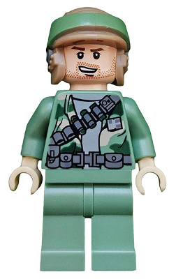 This LEGO minifigure is called, Endor Rebel Commando, Stubble . It's minifig ID is sw0368.