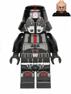 This LEGO minifigure is called, Sith Trooper, Black Armor with Printed Legs . It's minifig ID is sw0443.