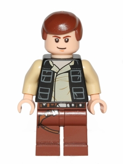 This LEGO minifigure is called, Han Solo, Reddish Brown Legs with Holster Pattern, Vest with Pockets . It's minifig ID is sw0451.