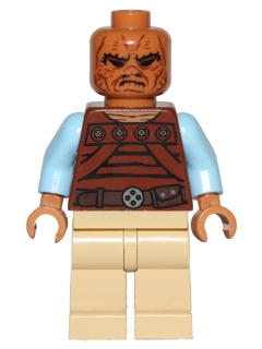 This LEGO minifigure is called, Weequay Skiff Guard (Pagetti Rook) . It's minifig ID is sw0487.