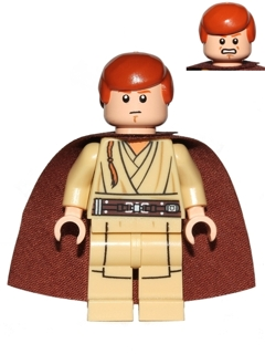 This LEGO minifigure is called, Obi-Wan Kenobi (Young, Printed Legs) . It's minifig ID is sw0592.