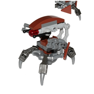 This LEGO minifigure is called, Droideka, Destroyer Droid (Reddish Brown Triangles without Stickers) . It's minifig ID is sw0642.