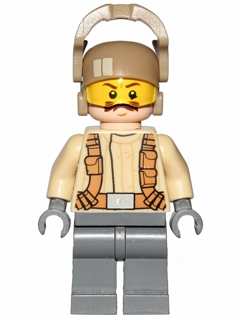 This LEGO minifigure is called, Resistance Trooper, Tan Jacket, Moustache . It's minifig ID is sw0696.