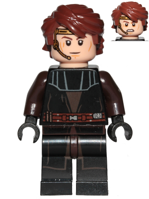 This LEGO minifigure is called, Anakin Skywalker (Black Legs, Headset) . It's minifig ID is sw0939.