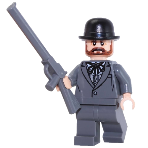 This LEGO minifigure is called, Latham Cole *with rifle. It's minifig ID is tlr015.