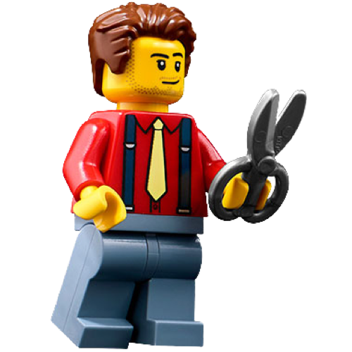 This LEGO minifigure is called, Tailor . It's minifig ID is twn455.