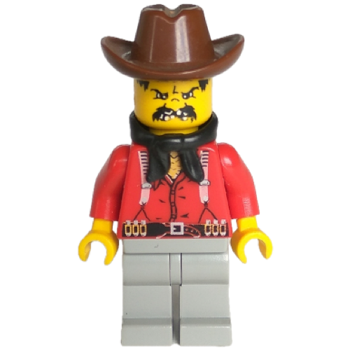 This LEGO minifigure is called, Bandit 2 (Flatfoot Thompson / Flatfoot Thomsen / Prairie Pete) . It's minifig ID is ww008.