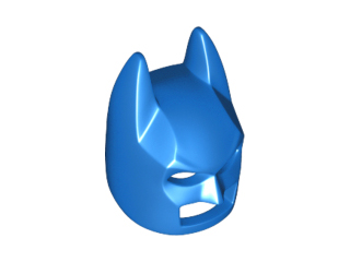 Display of LEGO part no. 10113 Minifigure, Headgear Mask Batman Cowl (Angular Ears, Pronounced Brow)  which is a Blue Minifigure, Headgear Mask Batman Cowl (Angular Ears, Pronounced Brow) 