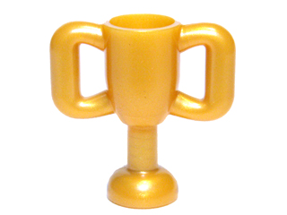 Display of LEGO part no. 10172 Minifigure, Utensil Trophy Cup Small  which is a Pearl Gold Minifigure, Utensil Trophy Cup Small 