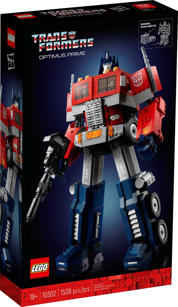Box art for LEGO Icons Transformers Optimus Prime 10302