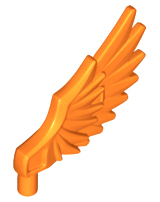 Display of LEGO part no. 11100 Minifigure Wing Feathered  which is a Orange Minifigure Wing Feathered 