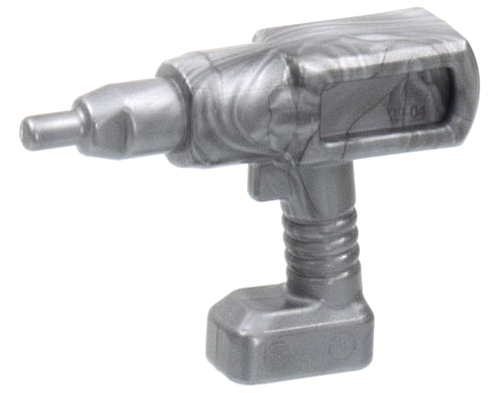 Display of LEGO part no. 11402b Minifigure, Utensil Tool Cordless Electric Impact Wrench / Drill  which is a Flat Silver Minifigure, Utensil Tool Cordless Electric Impact Wrench / Drill 