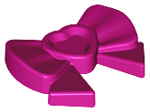 Display of LEGO part no. 11618 Friends Accessories Hair Decoration, Bow with Heart, Long Ribbon, and Small Pin  which is a Magenta Friends Accessories Hair Decoration, Bow with Heart, Long Ribbon, and Small Pin 