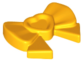 Display of LEGO part no. 11618 Friends Accessories Hair Decoration, Bow with Heart, Long Ribbon, and Small Pin  which is a Bright Light Orange Friends Accessories Hair Decoration, Bow with Heart, Long Ribbon, and Small Pin 