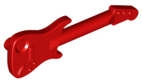 Display of LEGO part no. 11640 which is a Red Minifigure, Utensil Musical Instrument, Guitar Electric 