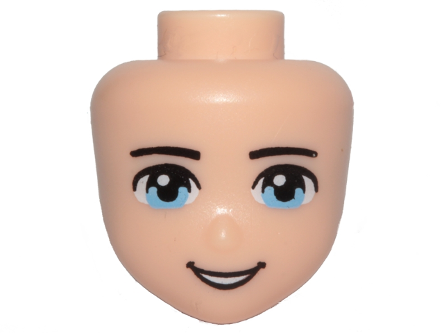 Display of LEGO part no. 14015 Mini Doll, Head Friends Male with Light Blue Eyes and Open Mouth Pattern  which is a Light Nougat Mini Doll, Head Friends Male with Light Blue Eyes and Open Mouth Pattern 