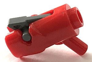 Display of LEGO part no. 15391c01 Minifigure, Weapon Gun, Mini Blaster / Shooter with Dark Bluish Gray Trigger (15391 / 15392)  which is a Red Minifigure, Weapon Gun, Mini Blaster / Shooter with Dark Bluish Gray Trigger (15391 / 15392) 