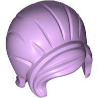 Display of LEGO part no. 15503 Minifigure, Hair Female Beehive Style with Sideways Fringe  which is a Lavender Minifigure, Hair Female Beehive Style with Sideways Fringe 