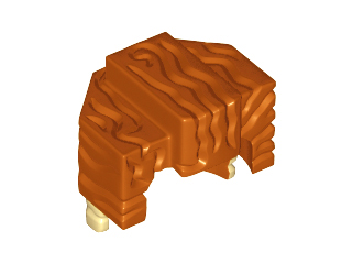 Display of LEGO part no. 15557pb01 Minifigure, Hair Trapezoid Swept Back with Tan Ends Pattern  which is a Dark Orange Minifigure, Hair Trapezoid Swept Back with Tan Ends Pattern 