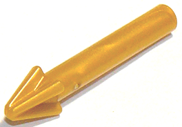Display of LEGO part no. 18041 Minifigure, Weapon Harpoon, Smooth Shaft  which is a Pearl Gold Minifigure, Weapon Harpoon, Smooth Shaft 