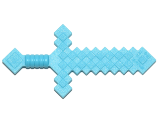 Display of LEGO part no. 18787 Minifigure, Weapon Sword Pixelated (Minecraft)  which is a Medium Azure Minifigure, Weapon Sword Pixelated (Minecraft) 