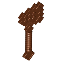 Display of LEGO part no. 18788 Minifigure, Utensil Axe, Pixelated (Minecraft)  which is a Reddish Brown Minifigure, Utensil Axe, Pixelated (Minecraft) 