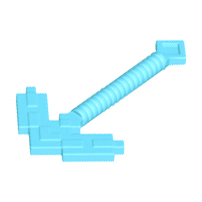 Display of LEGO part no. 18789 Minifigure, Utensil Pickaxe Pixelated (Minecraft)  which is a Medium Azure Minifigure, Utensil Pickaxe Pixelated (Minecraft) 