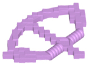 Display of LEGO part no. 18792 Minifigure, Weapon Bow, Pixelated with Arrow Drawn (Minecraft)  which is a Medium Lavender Minifigure, Weapon Bow, Pixelated with Arrow Drawn (Minecraft) 