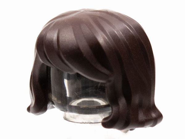 Display of LEGO part no. 1879 Minifigure, Hair Female Shoulder Length, Wavy with Bangs