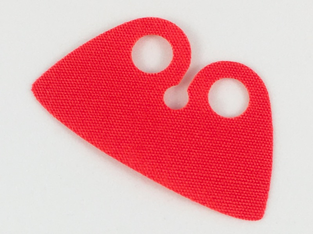Display of LEGO part no. 20551 Minifigure Cape Cloth, High Rounded Collar  which is a Red Minifigure Cape Cloth, High Rounded Collar 