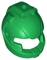 Display of LEGO part no. 22380 Minifigure, Headgear Helmet Space with Air Intakes and Hole on Top  which is a Green Minifigure, Headgear Helmet Space with Air Intakes and Hole on Top 