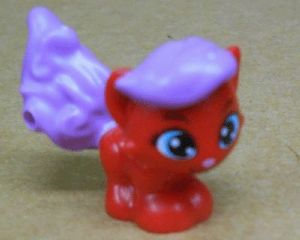 Display of LEGO part no. 24883pb01 which is a Red Cat, Whisker Haven Tales, Ariel&#39;s Kitten with Medium Lavender Bangs and Tail, Medium Azure Eyes and Bright Pink Nose Pattern &#40;Treasure&#41; 