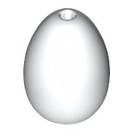 Display of LEGO part no. 24946 Egg with Small Pin Hole  which is a White Egg with Small Pin Hole 