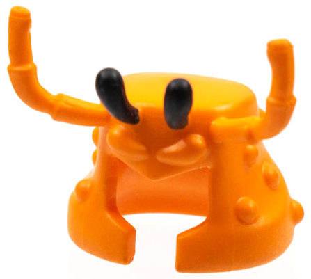 Display of LEGO part no. 25748pb01 Minifigure, Headgear Mask Lobster Head with Long Antennae and Black Protruding Eyes Pattern  which is a Orange Minifigure, Headgear Mask Lobster Head with Long Antennae and Black Protruding Eyes Pattern 