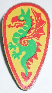 Minifigure Shield Ovoid with Dragon Green and Red Pattern Bricker King