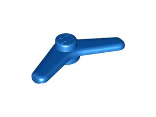 Display of LEGO part no. 25892 Minifigure, Utensil Boomerang  which is a Blue Minifigure, Utensil Boomerang 