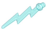 Display of LEGO part no. 27256 Wave Angular Single with Bar End (Lightning Bolt)  which is a Trans-Light Blue Wave Angular Single with Bar End (Lightning Bolt) 