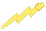 Display of LEGO part no. 27256 Wave Angular Single with Bar End (Lightning Bolt)  which is a Trans-Yellow Wave Angular Single with Bar End (Lightning Bolt) 