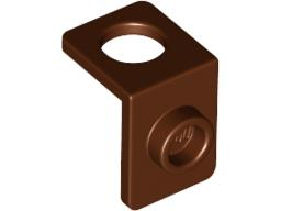 Display of LEGO part no. 28974 Minifigure Neck Bracket with Back Stud, Thick Back Wall  which is a Reddish Brown Minifigure Neck Bracket with Back Stud, Thick Back Wall 