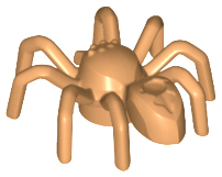 Display of LEGO part no. 29111 Spider with Elongated Abdomen  which is a Medium Nougat Spider with Elongated Abdomen 