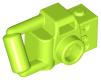 Display of LEGO part no. 30089b Minifigure, Utensil Camera Handheld Style with Extended Bar Handle  which is a Lime Minifigure, Utensil Camera Handheld Style with Extended Bar Handle 