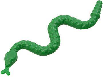 Display of LEGO part no. 30115 Snake  which is a Green Snake 