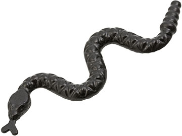 Display of LEGO part no. 30115 Snake  which is a Black Snake 