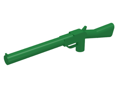 Display of LEGO part no. 30141 Minifigure, Weapon Gun, Rifle  which is a Green Minifigure, Weapon Gun, Rifle 
