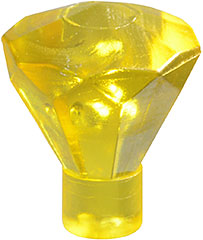 Display of LEGO part no. 30153 Rock 1 x 1 Jewel 24 Facet  which is a Trans-Yellow Rock 1 x 1 Jewel 24 Facet 