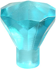 Display of LEGO part no. 30153 Rock 1 x 1 Jewel 24 Facet  which is a Trans-Light Blue Rock 1 x 1 Jewel 24 Facet 